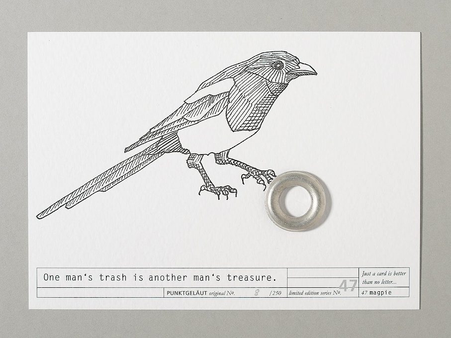 PUNKTGELÄUT Postkarten * Trash-Serie Nº 47  (Elster 8/250)