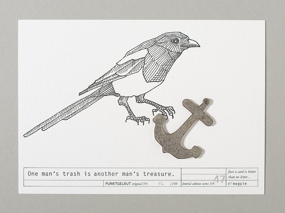 PUNKTGELÄUT Postkarten * Trash-Serie Nº 47  (Elster 12/250)