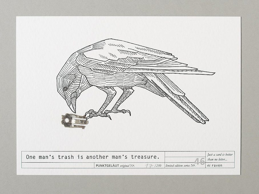 PUNKTGELÄUT Postkarten * Trash-series Nº 46 (Raven 17/250)