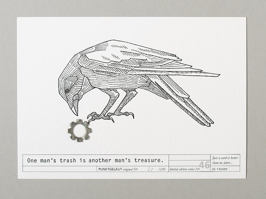 PUNKTGELÄUT Postkarten * Trash-Serie Nº 46 (Rabe 21/250)