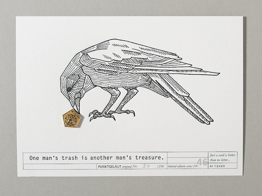 PUNKTGELÄUT Postkarten * Trash-Serie Nº 46 (Rabe 37/250)