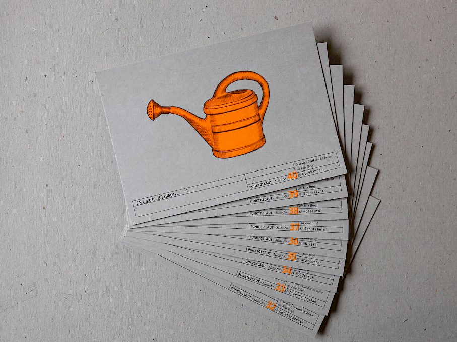 PUNKTGELÄUT Postkarten * Set 9 Karten (Telegramm, Orange)